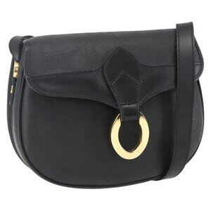 Authentic Christian Dior Trotter Canvas Oval Shoulder Bag PVC Black Gold